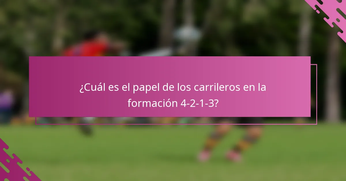 ¿Cuál es el papel de los carrileros en la formación 4-2-1-3?